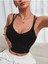 U Yaka Çapraz Askılı Siyah Renk Omzu Sırtı Açık Kolsuz Likralı Fit Crop Top Bluz 5