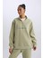 Fit Oversize Geniş Kalıp Fermuarlı Dik Yaka Baskılı Kalın Spor Sweatshirt E5703AX24WN 4