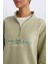 Fit Oversize Geniş Kalıp Fermuarlı Dik Yaka Baskılı Kalın Spor Sweatshirt E5703AX24WN 5