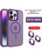 iPhone 13 Pro Max Lensli Pencere Standlı Lens Magsafe Kapak - Derin Mor 1