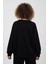 Siyah O Yaka Triko Detay Modal Sweatshirt Pantolon Takım 4