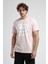 Marc Pembe Bisiklet Yaka Baskılı Standard Fit Erkek Tshirt 1