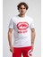 ECKO UNLTD Marc Beyaz - Kırmızı Bisiklet Yaka Baskılı Standard Fit Erkek Tshirt 5