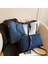 Moda Basit Kontrast Renk Dekme Denim Crossbody Çanta Iki Parçalı Set (Yurt Dışından) 2