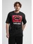 ECKO UNLTD Ithaca Antrasit Bisiklet Yaka Nakışlı Oversize Erkek Tshirt 4