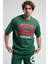 ECKO UNLTD Ithaca Yeşil Bisiklet Yaka Nakışlı Oversize Erkek Tshirt 2