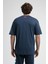 Ithaca Lacivert Bisiklet Yaka Nakışlı Oversize Erkek Tshirt 3