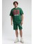 ECKO UNLTD Ithaca Yeşil Bisiklet Yaka Nakışlı Oversize Erkek Tshirt 4
