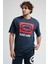 Ithaca Lacivert Bisiklet Yaka Nakışlı Oversize Erkek Tshirt 4