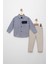 Erkek Çocuk 2-5 Yaş Pamuklu Keten Gabardin Kareli Gömlek Pantolon Takım 1