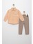 Erkek Çocuk 2-5 Yaş Pamuklu Keten Gabardin Kareli Gömlek Pantolon Takım 1