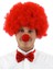 Kırmızı Renk Kıvırcık Afro Bonus Peruk Takma Saç ve Kırmızı Burun Seti 1