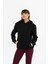 Kadın Pamuklu Içi Polarlı Kapüşonlu Siyah Sweatshirt 1