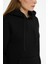 Kadın Pamuklu Içi Polarlı Kapüşonlu Siyah Sweatshirt 4