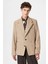 Bej Balıksırtı Desenli Oversize Erkek Blazer Ceket 1