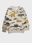 Erkek Çocuk Pamuklu Şardonlu Kahverengi Dinozor Desenli Uzun Kollu Kışlık Pijama Takımı 3
