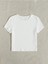 Bisiklet Yaka Beyaz Renk Fitilli Kısa Kollu Slim Fit Crop Top Bluz 2