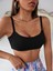 Kadın Geniş Yaka Askılı Sütyen Stili Siyah Super Crop Top Bluz 3