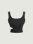 U Yaka Omuz Askılı Asimetrik Kesim Siyah Renk Desensiz Kolsuz Fitilli Likralı Fit Crop Top Bluz 1