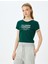 Slogan Baskılı Bisiklet Yaka Kısa Kollu Biyeli Slim Fit T-Shirt 3
