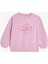 Sweatshirt Uzun Kollu Kedi Baskılı Bisiklet Yaka Şardonlu Pamuklu 1