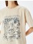 Slogan Baskılı Kısa Kollu Bisiklet Yaka Oversize T-Shirt 5