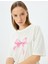 Bisiklet Yaka Fiyonk Baskılı Rahat Kalıp Kısa Kollu T-Shirt 1