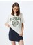 Oversize Kolej Baskılı Bisiklet Yaka Kısa Kollu Pamuklu T-Shirt 1