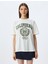 Oversize Kolej Baskılı Bisiklet Yaka Kısa Kollu Pamuklu T-Shirt 3