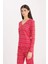 Pijama Takımı Waffle Kumaş Uzun Kollu Üst Beli Lastikli Uzun Alt-Fall in Love D2284AX24WN 3