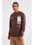 Ffomo Erkek Çok Pozisyonlu Baskılı Büyük Süs Etiketli Içi Polarlı Kiremit Rengi Sweatshirt 3