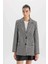 Oversize Geniş Kalıp Ceket Yaka Düğmeli Tweed Desenli Blazer Ceket V2814AZ24AU 1