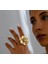 Gold Inci Detaylı Büyük Çiçek Yüzük 1