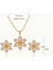 Gold Taş Detaylı Zarif Kar Tanesi Kolye Küpe Set 2