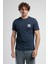Corınth Lacivert Bisiklet Yaka Baskılı Standard Fit Erkek Tshirt 1