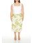 Plus Size Tropikal Desenli Midi Etek 2