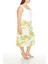 Plus Size Tropikal Desenli Midi Etek 4