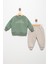 Erkek Bebek Yeşil 12 Ay Pamuklu Şardonlu 3 Ip Sweatshırt Jogger Takım 1
