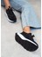 Kadın Siyah Taşlı Beyaz Tabanlı Ortopedik Tabanlı Sneakers 2
