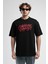Albany Siyah Bisiklet Yaka Baskılı Oversize Erkek Tshirt 1