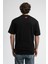 Albany Siyah Bisiklet Yaka Baskılı Oversize Erkek Tshirt 5