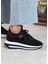 Kadın Siyah Taşlı Beyaz Tabanlı Ortopedik Tabanlı Sneakers 3
