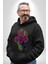 Cyberrex Neon ve Futuristik Dinozor Grafik Erkek Kadın Siyah Dijital Baskılı Kapüşonlu Sweatshirt Hoodie 4