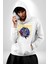 Roket Ata Binen Astronot Erkek Kadın Beyaz Dijital Baskılı Kapüşonlu Sweatshirt Hoodie 5