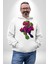Cyberrex Neon ve Futuristik Dinozor Grafik Erkek Kadın Beyaz Dijital Baskılı Kapüşonlu Sweatshirt Hoodie 1