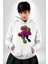 Cyberrex Neon ve Futuristik Dinozor Grafik Erkek Kadın Beyaz Dijital Baskılı Kapüşonlu Sweatshirt Hoodie 3
