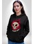 Kırmızı Ateş Kurukafa Rock Erkek Kadın Siyah Dijital Baskılı Kapüşonlu Sweatshirt Hoodie 2