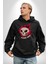 Kırmızı Ateş Kurukafa Rock Erkek Kadın Siyah Dijital Baskılı Kapüşonlu Sweatshirt Hoodie 3