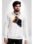 Cool Tedy Renkli Ayıcık Gözlük Erkek Kadın Beyaz Dijital Baskılı Kapüşonlu Sweatshirt Hoodie 2