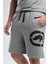 ECKO UNLTD Trınıty Gri Örme Şort Nakışlı Standard Fit Erkek Örme Şort 5